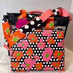 NEW Betsey Johnson Clear Tote FLORAL‎ Handbag Tote with Crossbody Set